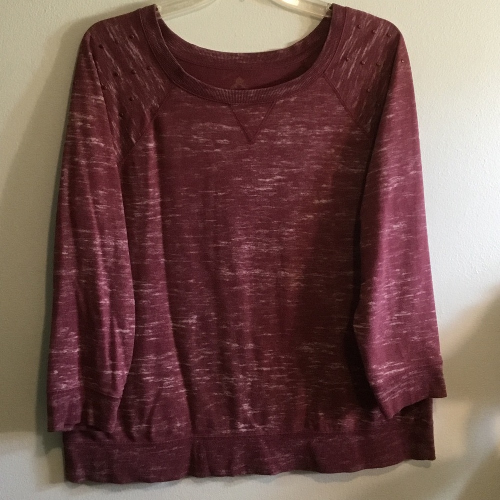 Ruff Hewn Marled Burgundy Pullover French Terry Sweatshirt